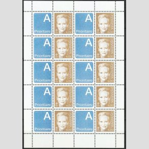 FRIM�RKER DANMARK | 2004 - AFA 1285v (SM�ARK NR. 15A) - 6,00 kr. brun x 10 samt vignet - Postfrisk