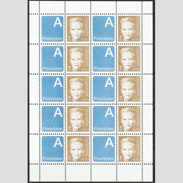 FRIM�RKER DANMARK | 2004 - AFA 1285v (SM�ARK NR. 15A) - 6,00 kr. brun x 10 samt vignet - Postfrisk