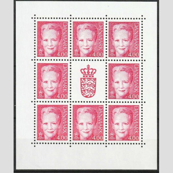 FRIM�RKER DANMARK | 2001 - AFA 1242 (SM�ARK NR. 1) - 4,00 kr. r�d x 8 samt vignet - Postfrisk