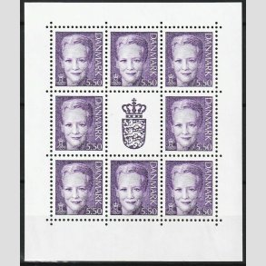 FRIM�RKER DANMARK | 2001 - AFA 1247 (SM�ARK NR. 2) - 5,50 kr. violet x 8 samt vignet - Postfrisk