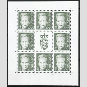 FRIM�RKER DANMARK | 2003 - AFA 1305 (SM�ARK NR. 8) - 6,50 kr. st�lgr�n x 8 samt vignet - Postfrisk