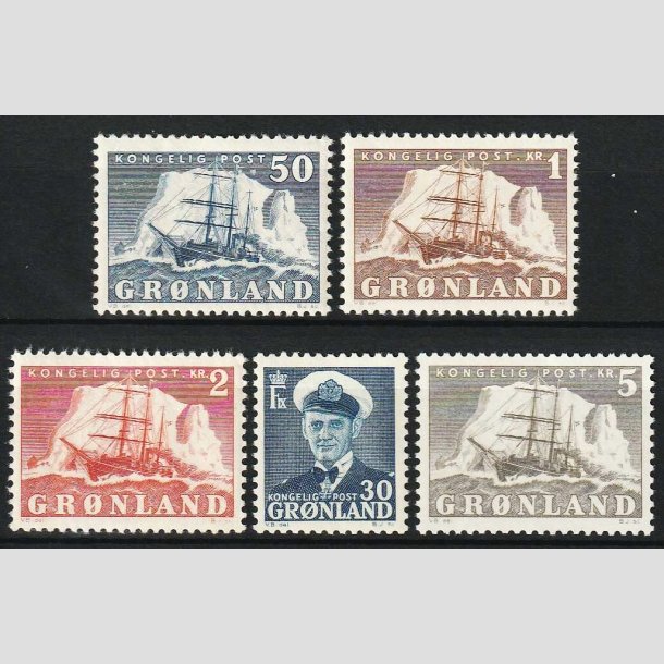 FRIM�RKER GR�NLAND | 1950/58 - AFA 33-36+41 - Gustav Holm/Frd. IX - Postfrisk