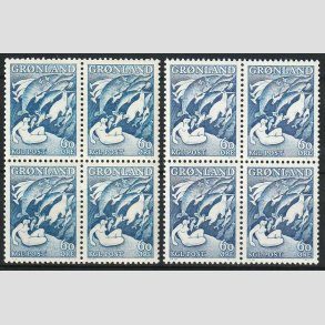 FRIM�RKER GR�NLAND | 1957 - AFA 39+39a - Havets Moder - 60 �re i 4-blokke - Postfrisk