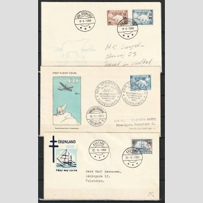 FRIM�RKER GR�NLAND | 1956 - AFA 37,38 - Provisorier - i s�t p� uofficiel FDC + 2 stk. andre - Stemplet
