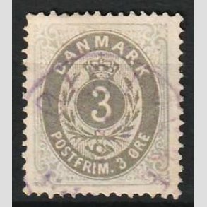 FRIM�RKER DANMARK | 1875 - AFA 22a - 3 �re ultramarin/gr� - Stemplet