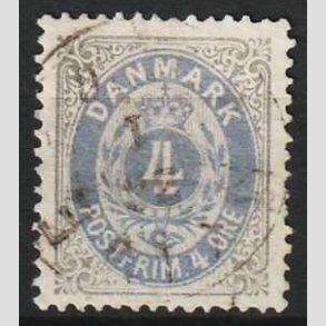 FRIM�RKER DANMARK | 1875 - AFA 23a - 4 �re gr�/ultramarin - Stemplet
