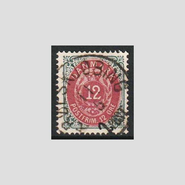 FRIM�RKER DANMARK | 1875 - AFA 26ay - 12 �re gr�/r�d - Pragt Stemplet