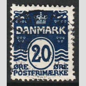 FRIM�RKER DANMARK | 1912 - AFA 66a - B�lgelinie 20 �re sortbl� - Stemplet