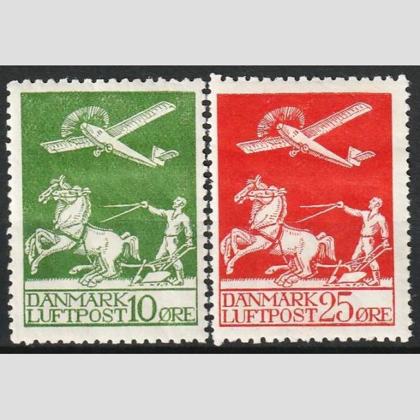 FRIM�RKER DANMARK | 1925 - AFA 144,146 - Gl. Luftpost 10 og 25 �re - Ubrugt