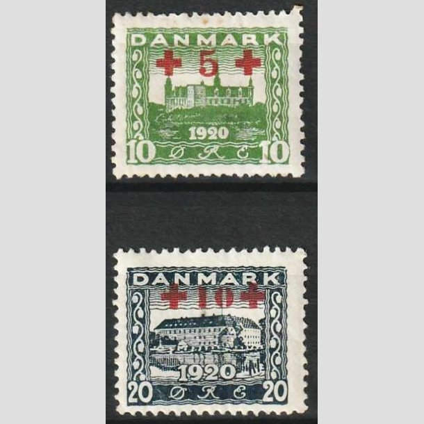 FRIM�RKER DANMARK | 1921 - AFA 120+121 - R�de Kors provisorier i s�t - Ubrugt