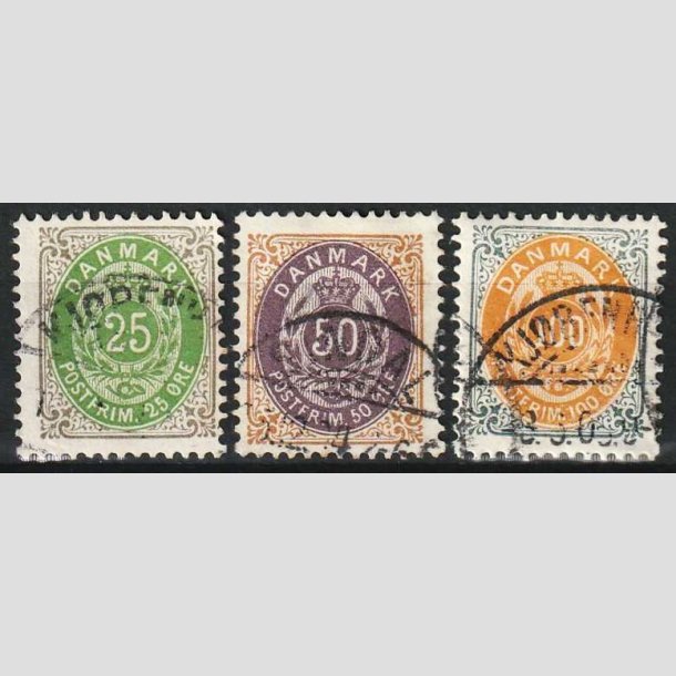 FRIM�RKER DANMARK | 1895 - AFA 29B,30B,31B - 25 �re - 100 �re - Stemplet