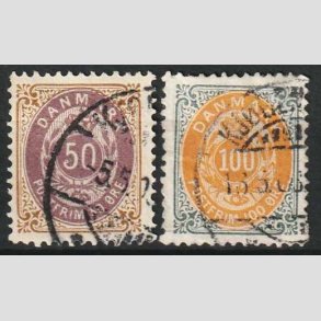 FRIM�RKER DANMARK | 1895 - AFA 30B,31B - 50 �re + 100 �re - Stemplet