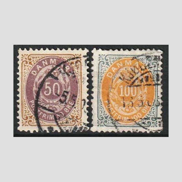 FRIM�RKER DANMARK | 1895 - AFA 30B,31B - 50 �re + 100 �re - Stemplet