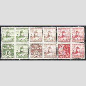 FRIM�RKER DANMARK | 1937 - AFA 238,237,236 - Dybb�l Fire Blokke i komplet s�t - Ubrugt