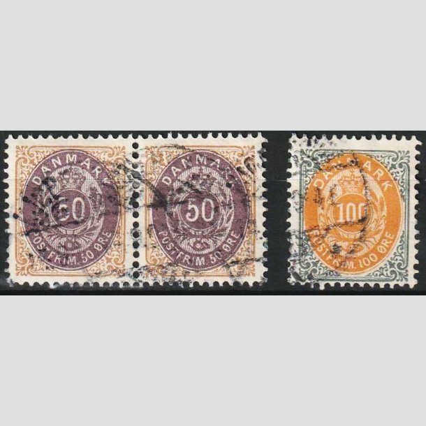 FRIM�RKER DANMARK | 1902 - AFA 30C,31C - 50 �re i par + 100 �re - stemplet