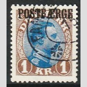FRIM�RKER DANMARK | 1922-26 - AFA 8a - 1 Kr. brun/bl� type II - Lux Stemplet