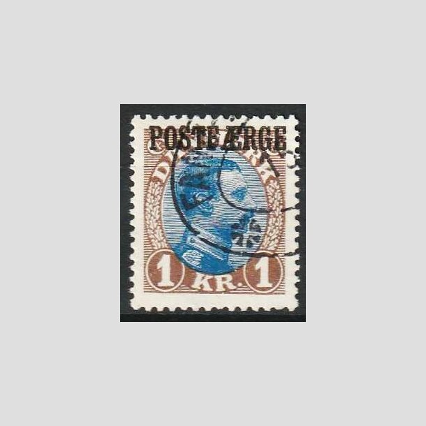 FRIM�RKER DANMARK | 1922-26 - AFA 8a - 1 Kr. brun/bl� type II - Lux Stemplet