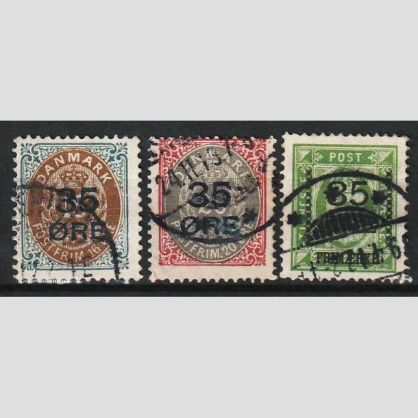 FRIM�RKER DANMARK | 1912  - AFA 60,61,62 - 35 �res Provisorier i komplet s�t - Stemplet