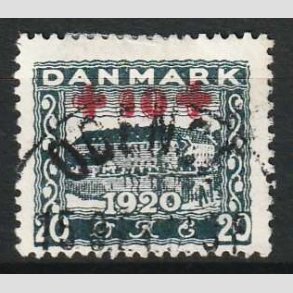 FRIM�RKER DANMARK | 1921 - AFA 121 - +10 +20 �re bl� R�de Kors provisorier - Stemplet