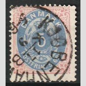 FRIM�RKER DANMARK | 1875 - AFA 24 - 5 �re r�d/bl� - Stemplet