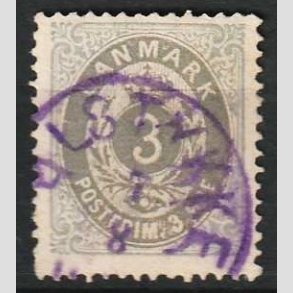 FRIM�RKER DANMARK | 1875 - AFA 22a - 3 �re ultramarin/gr� - Bl�t Stemplet