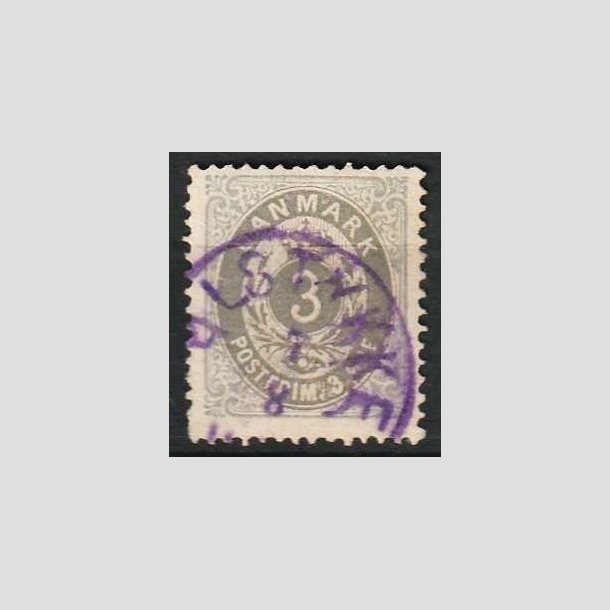 FRIM�RKER DANMARK | 1875 - AFA 22a - 3 �re ultramarin/gr� - Bl�t Stemplet