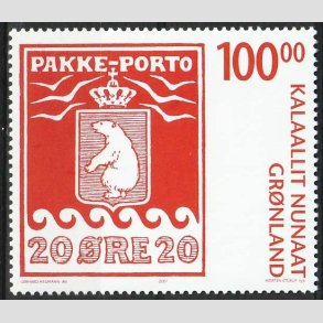 FRIM�RKER GR�NLAND | 2007 - AFA 491 - Pakkeportom�rkerne 100 �r. - 100,00 kr. r�d/hvid - Postfrisk