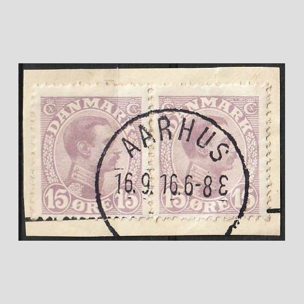 FRIM�RKER DANMARK | 1913 - AFA 70a - Chr. X 15 �re matlilla i par - Pragt Stemplet 