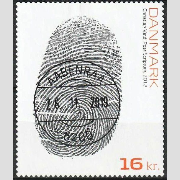 FRIM�RKER DANMARK | 2012 - AFA 1720 - Post Scriptum. - 16,00 Kr. flerfarvet - Lux Stemplet Aabenraa