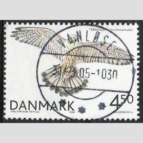 FRIM�RKER DANMARK | 2004 - AFA 1409 - Rovfugle i Danmark - 4,50 Kr. T�rnfalk - Lux Stemplet Vanl�se