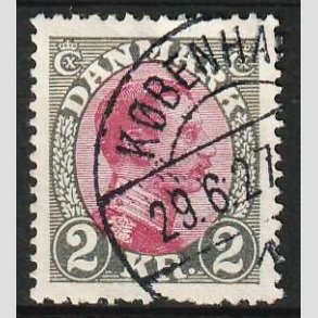 FRIM�RKER DANMARK | 1925-26 - AFA 151 - Chr. X 2 Kr. gr�/r�dlilla - Stemplet