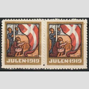 JULEM�RKER DANMARK | 1919 - Dannebrog hejses - parstykke - Postfrisk