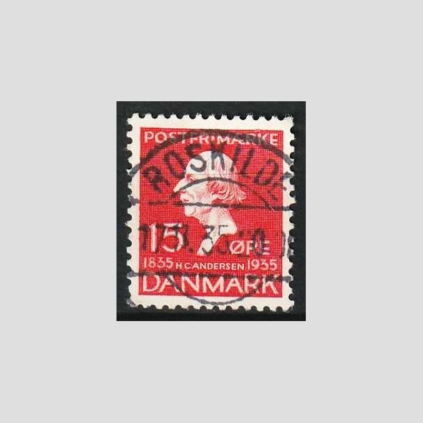 FRIM�RKER DANMARK | 1935 - AFA 226 - H. C. Andersen 15 �re r�d - Pragt Stemplet Roskilde