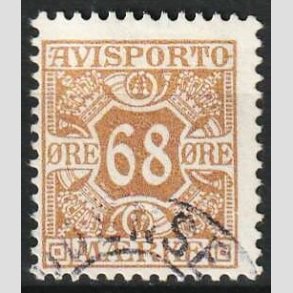 FRIM�RKER DANMARK | 1907 - AFA 7 - 68 �re brun Avisporto - Stemplet