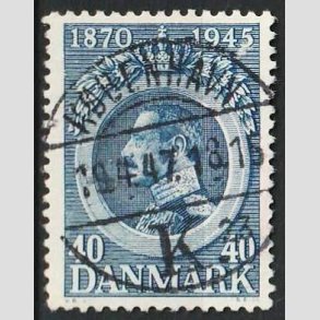 FRIM�RKER DANMARK | 1945 - AFA 292 - Chr. X 75 �r 40 �re bl� - Pragt Stemplet