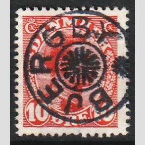 FRIM�RKER DANMARK | 1913 - AFA 69 - Chr. X 10 �re r�d - Lux Stemplet Bjergby
