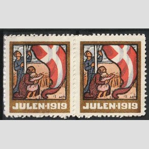 JULEM�RKER DANMARK | 1919 - Dannebrog hejses - parstykke - Postfrisk