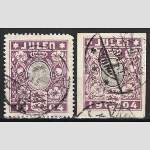 JULEM�RKER DANMARK | 1904 - Dronning Louise - Takket+Utakket - Stemplet