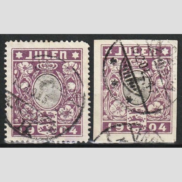 JULEM�RKER DANMARK | 1904 - Dronning Louise - Takket+Utakket - Stemplet
