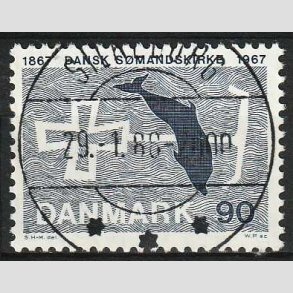 FRIM�RKER DANMARK | 1967 - AFA 468 - Dansk S�mandskirke 100 �r. - 90 �re bl� - Lux Stemplet Silkeborg 