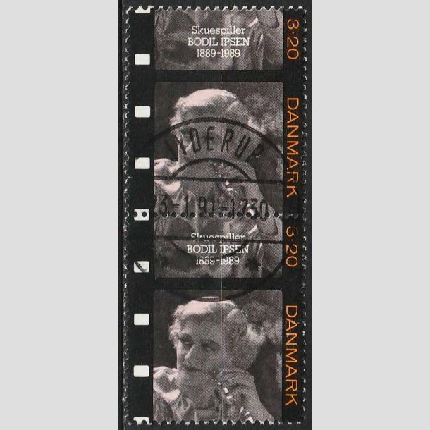 FRIM�RKER DANMARK | 1989 - AFA 947 - Dansk film - 3,20 Kr. i lodret parstykke flerfarvet - Lux Stemplet