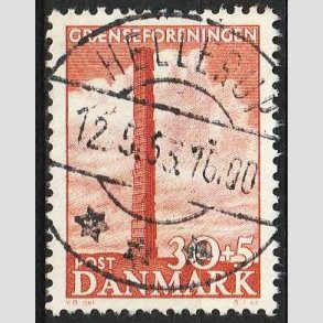 FRIM�RKER DANMARK | 1953 - AFA 345 - Skamlingsbanken - 30 + 5 �re r�d - Pragt Stemplet Hellerup