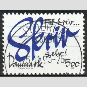 FRIM�RKER DANMARK | 1993 - AFA 1051 - Brevskrivning - 5,00 Kr. bl�/sort - Lux Stemplet