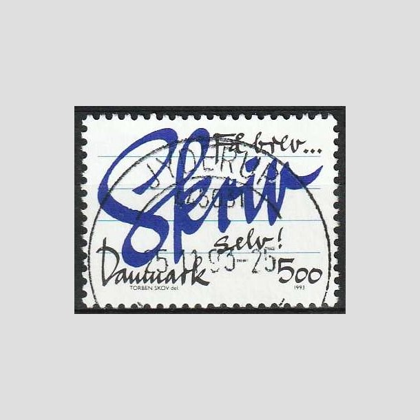 FRIM�RKER DANMARK | 1993 - AFA 1051 - Brevskrivning - 5,00 Kr. bl�/sort - Lux Stemplet