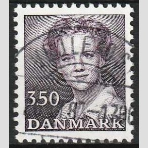 FRIM�RKER DANMARK | 1985 - AFA 821 - Dronning Margrethe - 3,50 Kr. brunviolet - Pragt Stemplet Hiller�d