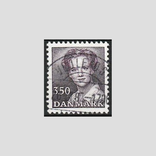 FRIM�RKER DANMARK | 1985 - AFA 821 - Dronning Margrethe - 3,50 Kr. brunviolet - Pragt Stemplet Hiller�d