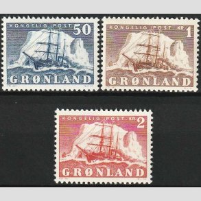 FRIM�RKER GR�NLAND | 1950 - AFA 33,34,35 - Gustav Holm - 50 �re - 2 kr. - Postfrisk