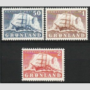 FRIM�RKER GR�NLAND | 1950 - AFA 33,34,35 - Gustav Holm - 50 �re - 2 kr. - Postfrisk