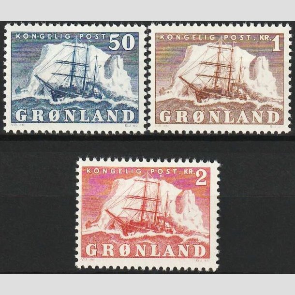 FRIM�RKER GR�NLAND | 1950 - AFA 33,34,35 - Gustav Holm - 50 �re - 2 kr. - Postfrisk