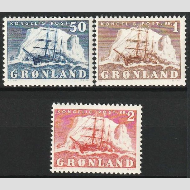 FRIM�RKER GR�NLAND | 1950 - AFA 33,34,35 - Gustav Holm - 50 �re - 2 kr. - Postfrisk